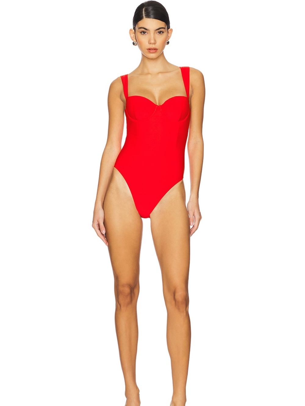 Jonathan Simkhai Red Sculpted One-Piece Swimsuit
